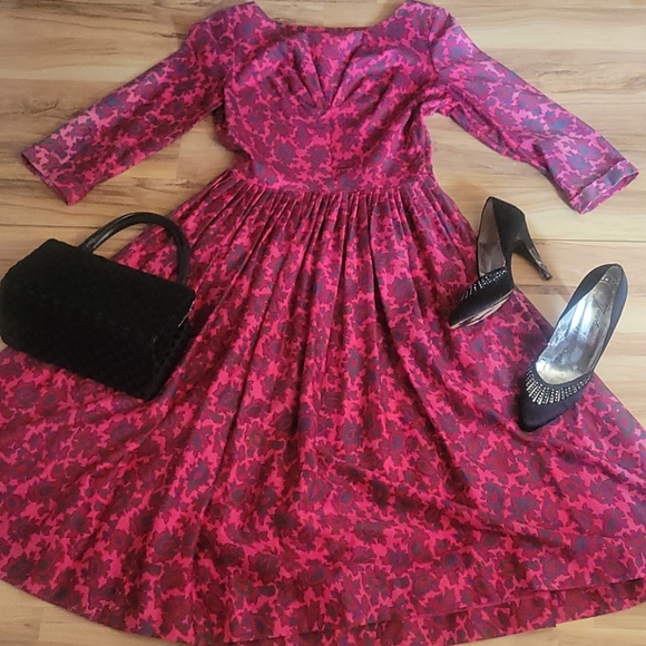 Vintage 50s Floral Day Dress As Is Condition - Picture 1 of 16